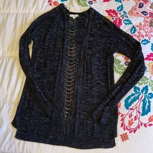Cloud Chaser Black/Dark Gray Lightweight Knit Cardigan Size S